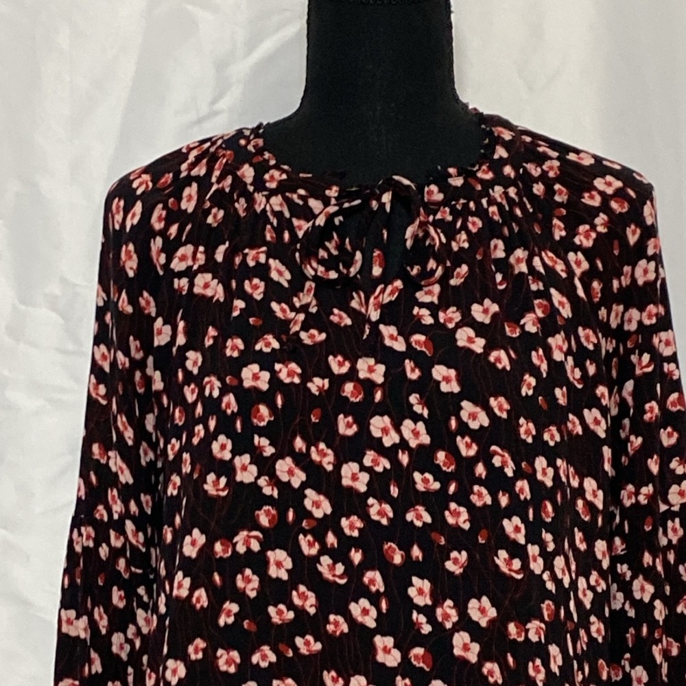 Black Pink Floral Blouse M - Picture 5 of 9